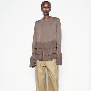 Elegant Brown Ruffle Top